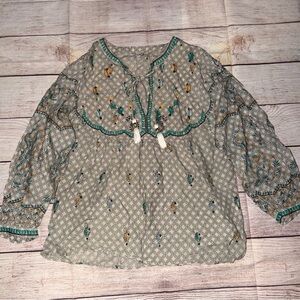 Lucky Brand Green Floral Blouse
